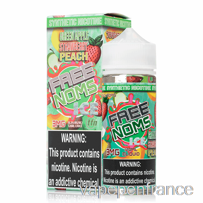 Tarte Glacée Pomme Verte Fraise Pêche - Nomenon - 120 Ml 3 Mg Stylo Vape